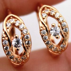 18kt Gold Tiger Eye Topaz Designed Hoops